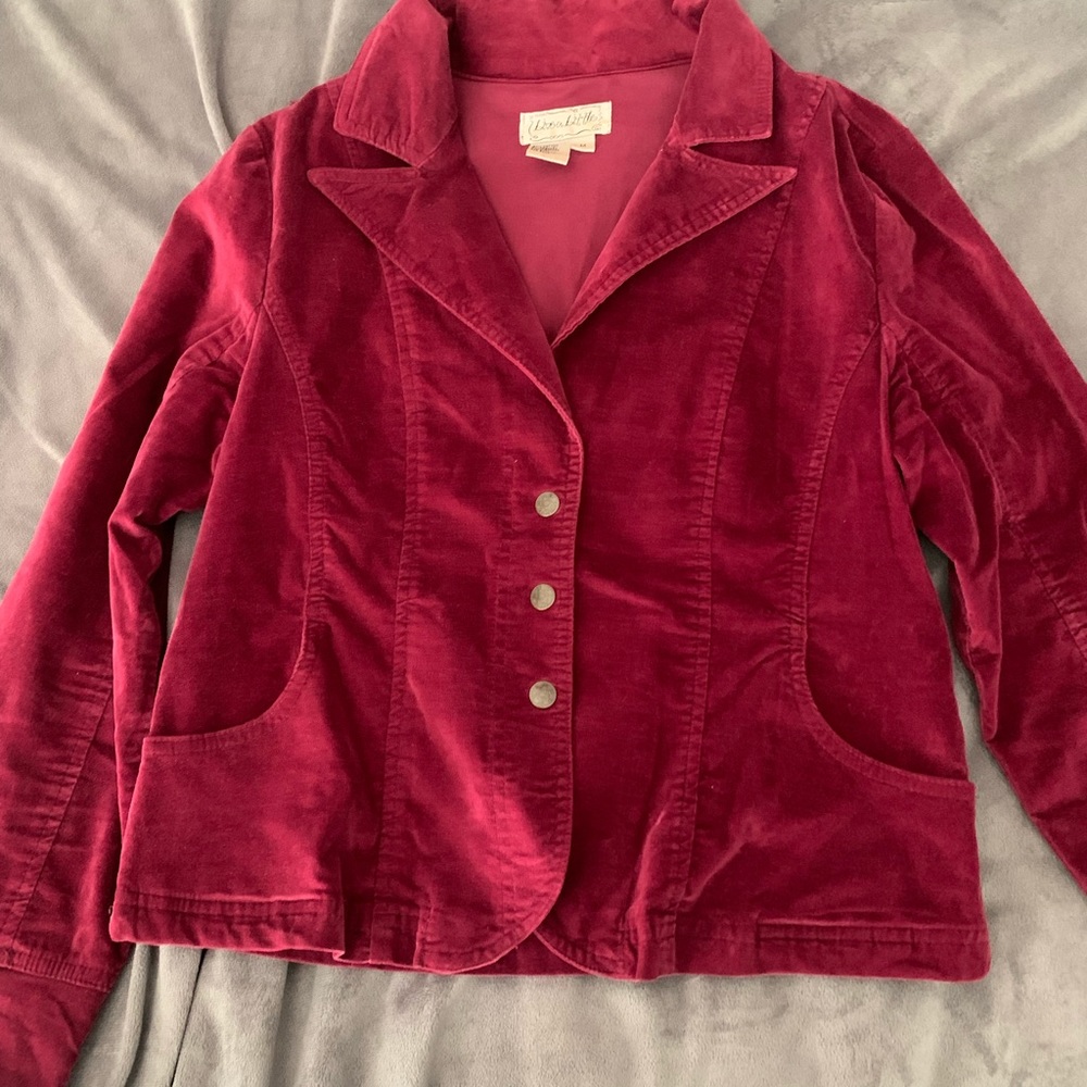 Maroon velvet like material but all cotton jacket.